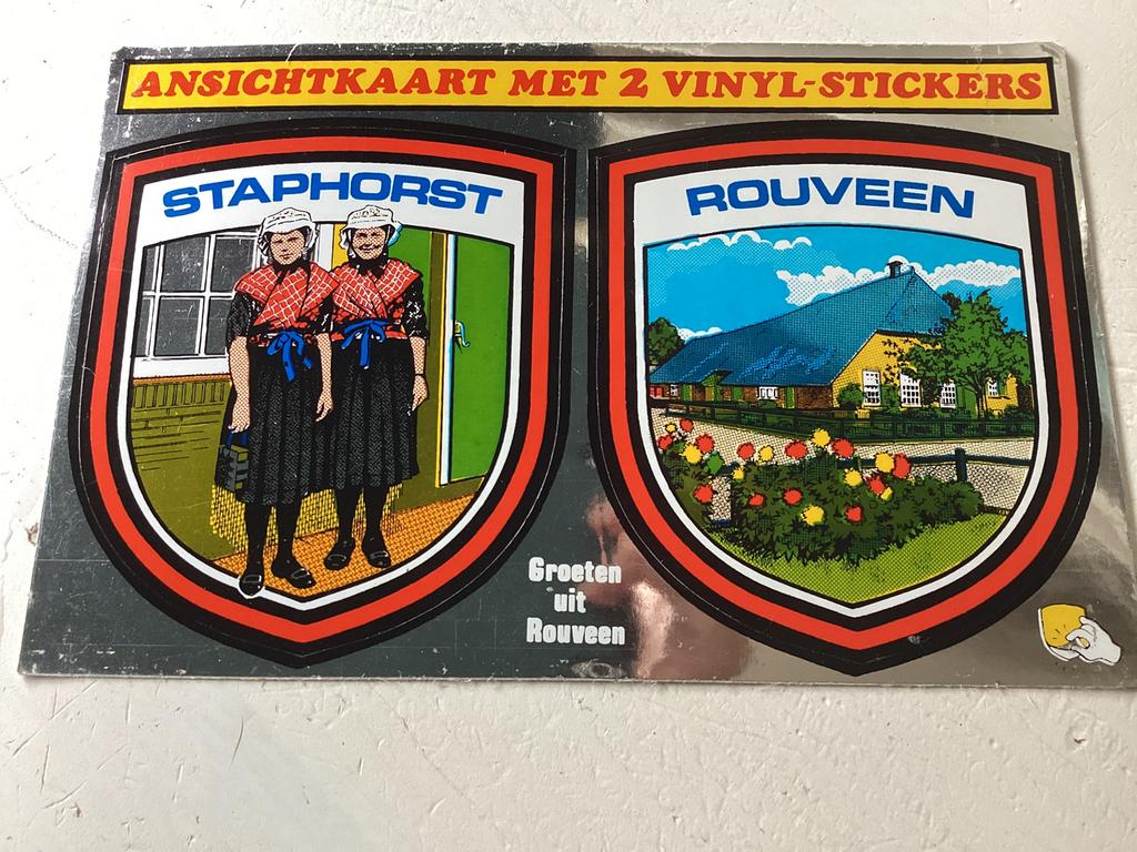 Ansichtkaart met stickers Staphorst Rouveen, Verzenden, Zo goed als nieuw