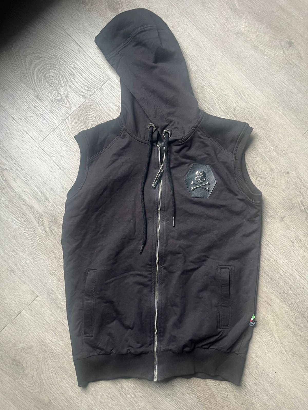 Philipp Plein Zwart Mouwloos Vest met Capuchon, Ophalen of Verzenden, Zo goed als nieuw, Maat 48/50 (M), Zwart