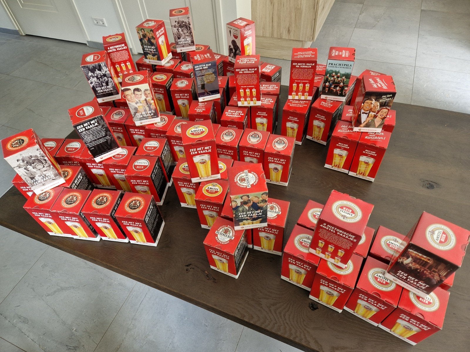 2 series bierglazen Amstel nieuw in doos, Verzamelen, Ophalen, Nieuw, Glas of Glazen, Amstel