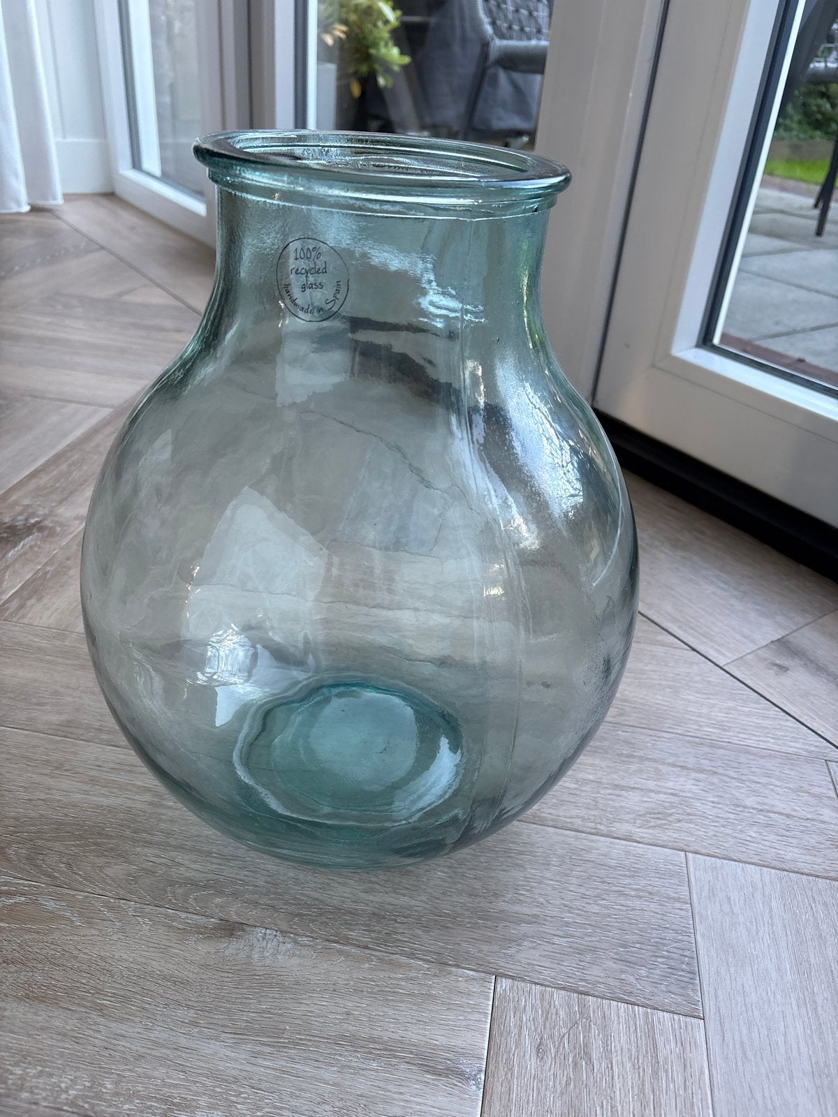 Grote vaas van 100% gerecycled glas, Huis en Inrichting, Woonaccessoires | Vazen, Ophalen, Groen, Gerecycled glas, Glas