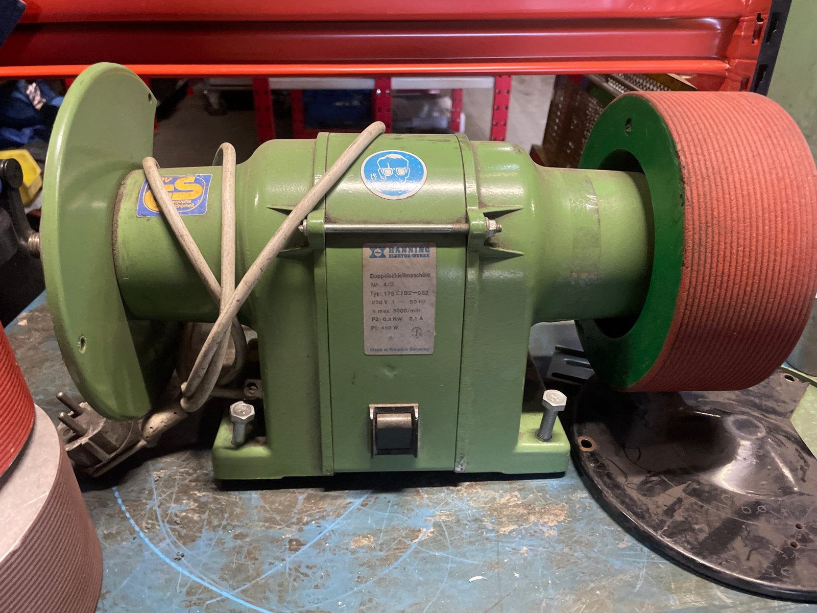 Hanning Dubbele Slijpmachine 450W - Werkbankslijpmachine, Ophalen, Gebruikt, Minder dan 700 watt, Werkbankslijpmachine