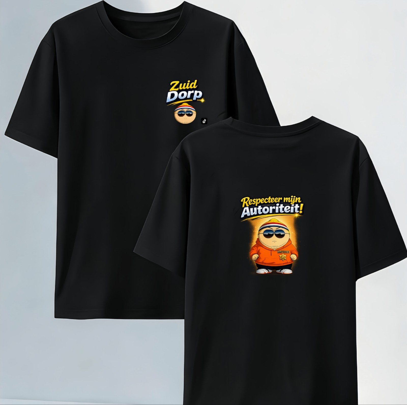Zuid Dorp Casteman T-Shirt - Respecteer mijn Autoriteit!, Kleding | Heren, Maat 52/54 (L), Zwart, Nieuw, Ophalen of Verzenden