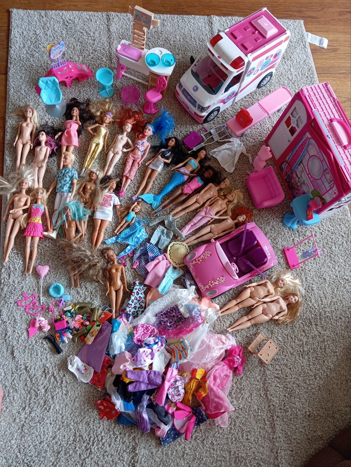 Grote collectie Barbie poppen, accessoires en voertuigen, Kinderen en Baby's, Speelgoed | Poppen, Ophalen, Gebruikt