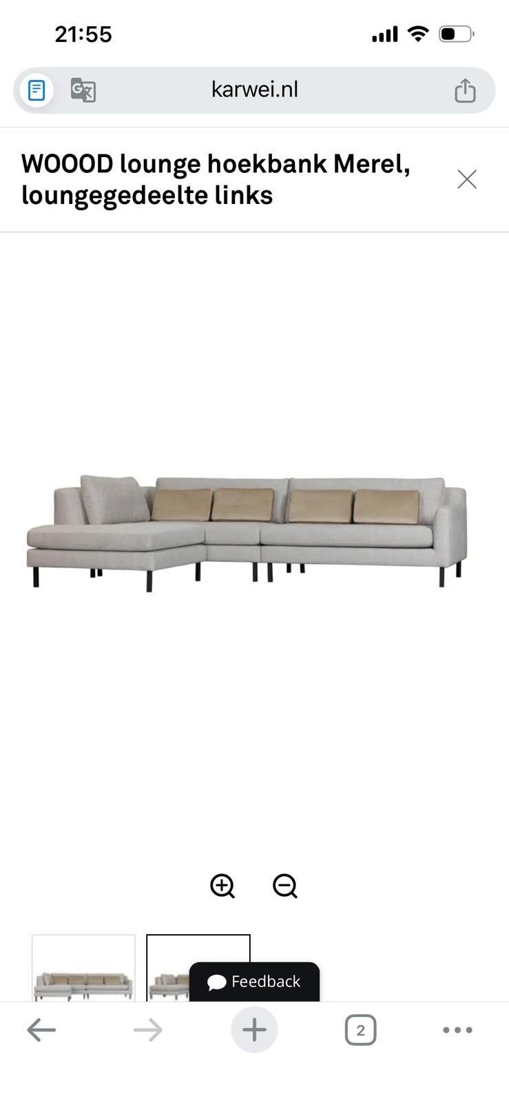 WOOOD Merel hoekbank/ Designer L couch/ sofa, Ophalen, 250 tot 300 cm, Gebruikt, Hoekbank