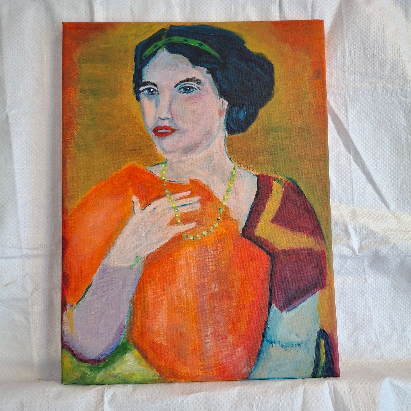 30x40 cm Acryl op Canvas - Stijl Jan Sluijters, Acrylverf, Ophalen of Verzenden, Handgeschilderd, Portret