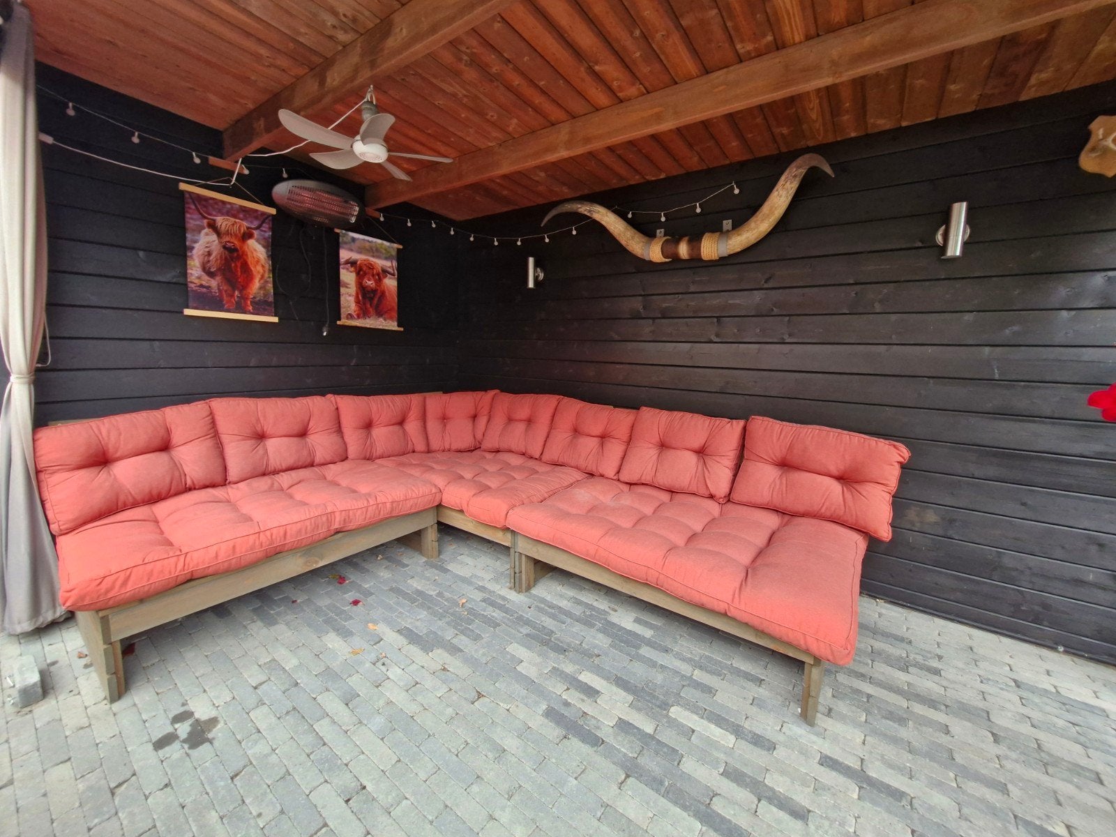 Loungeset van pallethout (Leenbakker) - 270x220 cm, Tuin en Terras, Ophalen, Gebruikt, Meer dan 8 zitplaatsen, Loungeset