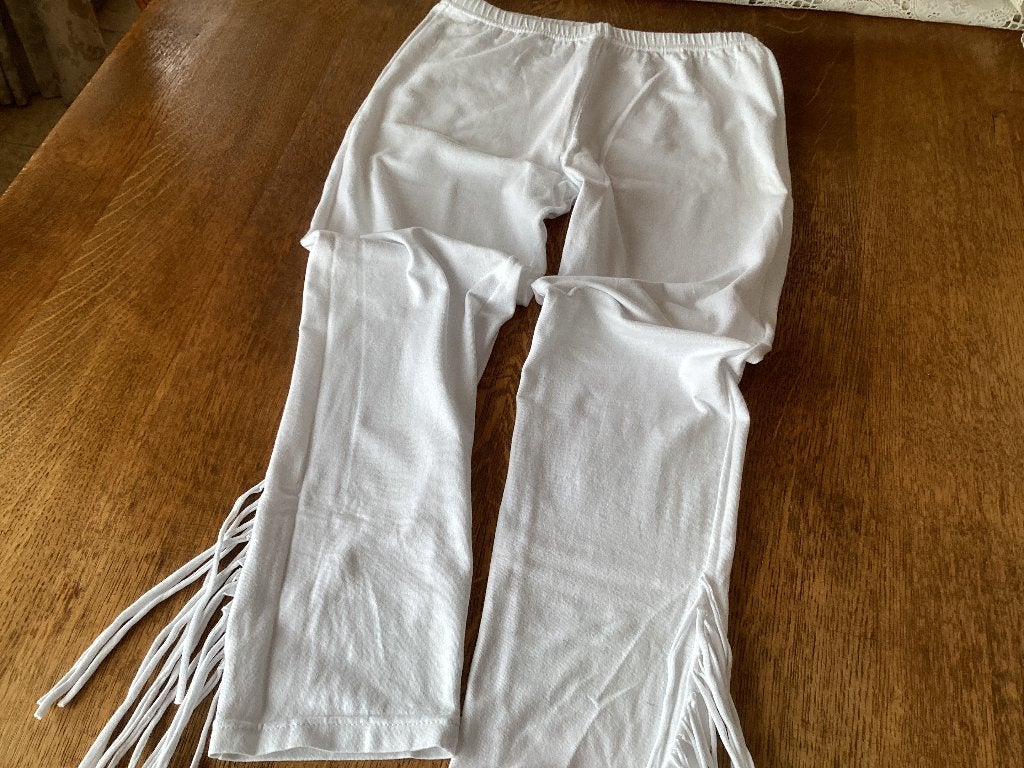 Witte Legging met Franjes - Comfortabel & Stijlvol, Legging, Maat 36/38 (S), Wit, Nieuw