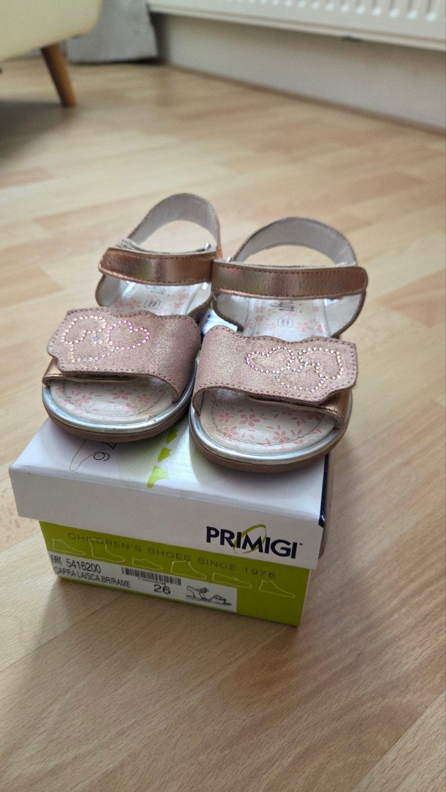 Primigi leren meidensandalen met hartjes – Maat 26, Meisje, Primigi, Ophalen of Verzenden, Gebruikt