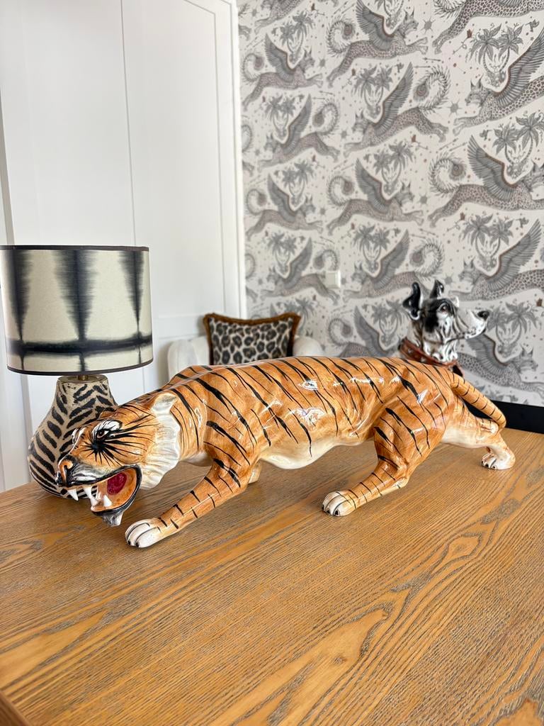 Tijger keramiek hollywood Regency, Verzamelen, Beelden en Beeldjes, Ophalen of Verzenden, Zo goed als nieuw, Dier