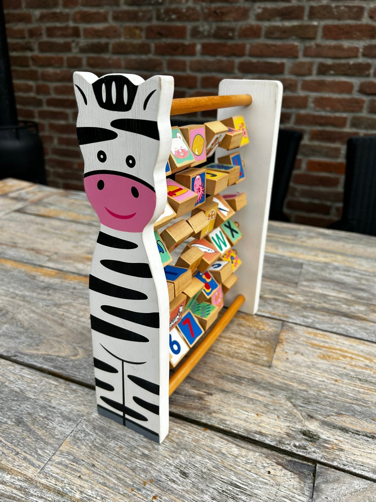 Houten telraam alfabet zebra, Ophalen of Verzenden, Gebruikt, Taal en Lezen