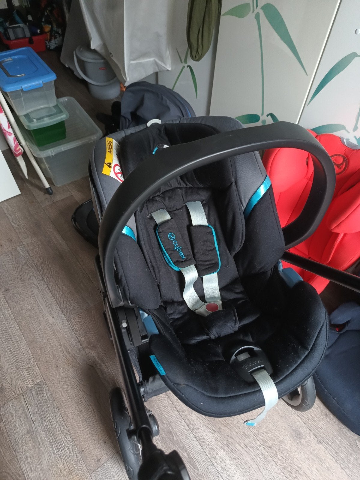 Cybex Aton 4 autostoel 0-13 kg. zwart/ turquoise, Zijbescherming, 0 t/m 13 kg, Ophalen, Overige merken