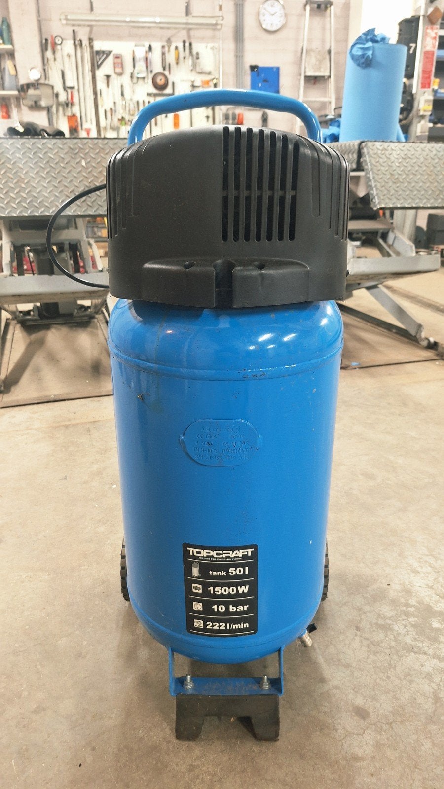 Topcraft Compressor 50L - 10 bar - 222 l/min, Ophalen, Gebruikt, 10 bar of meer, 25 tot 100 liter