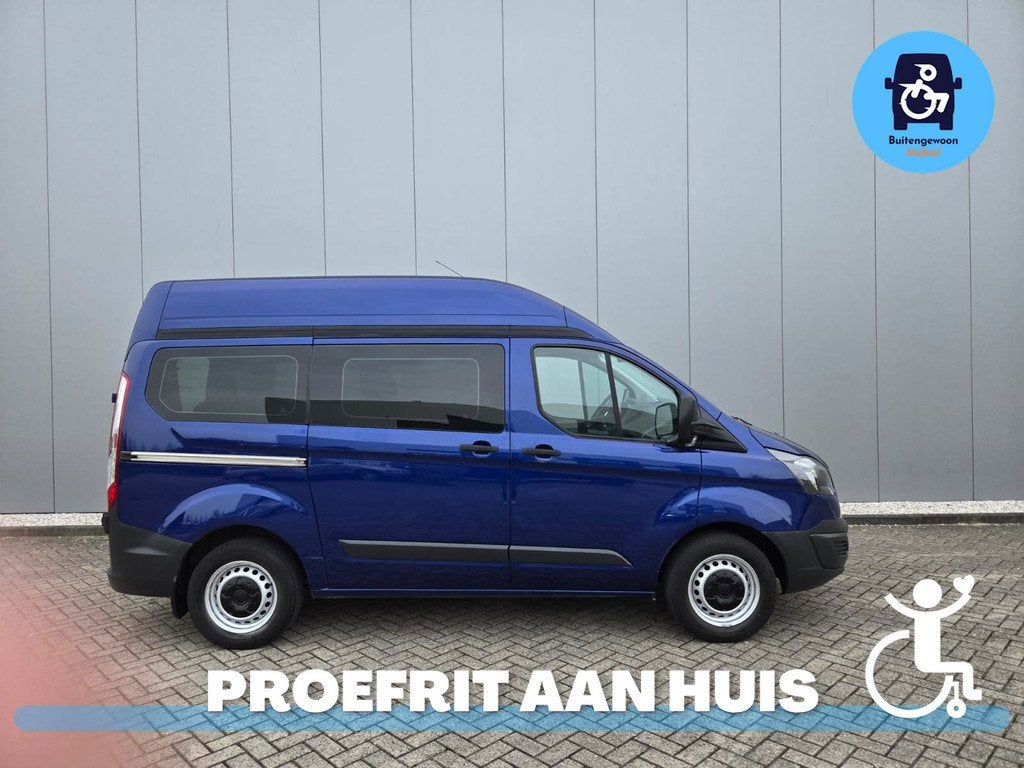 Ford Transit Custom Rolstoelbus | Meerijder voorin | Airco |, Auto's, Voorwielaandrijving, 12 maanden, Gebruikt, Zwart