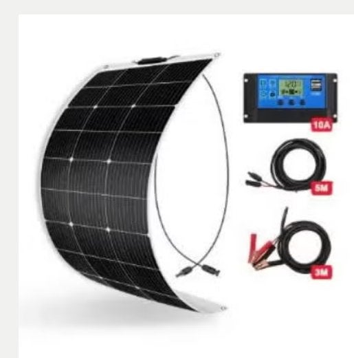 Flexibel zonnepaneel set 100 watt met controller en kabels, Ophalen of Verzenden, Nieuw