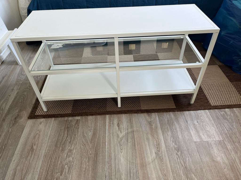 IKEA TV meubel wit met glas, Ophalen, Gebruikt, 50 tot 100 cm, Glas