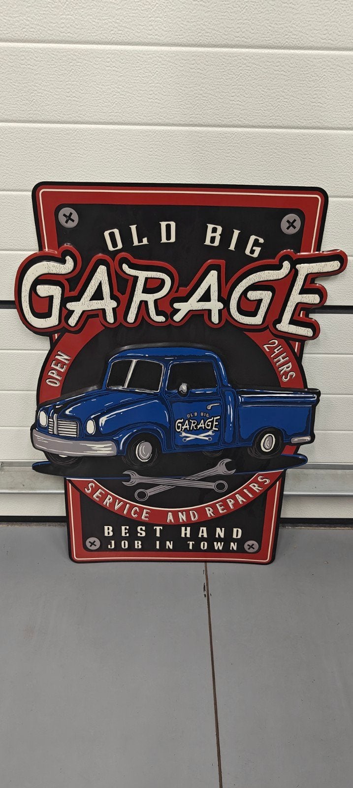 Vintage 'Old Big Garage' Metalen Wanddecoratie, Ophalen