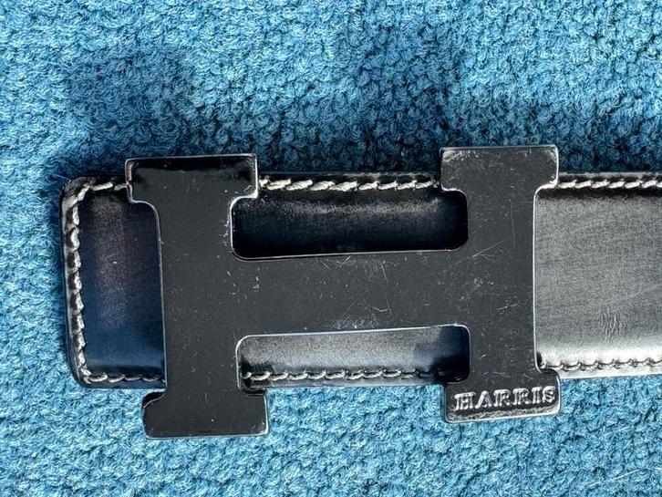 NIEUW Harris riem 105-120 cm met H-logo Zwart/Grijs, Overige kleuren, Verzenden, Echt leder, Nieuw