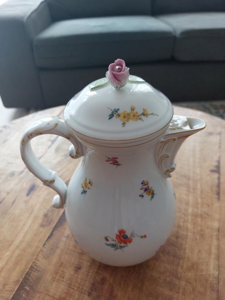 Antiek Meissen Vintage Porseleinen Koffiepot, jaren 50, Antiek en Kunst, Antiek | Servies los, Ophalen of Verzenden