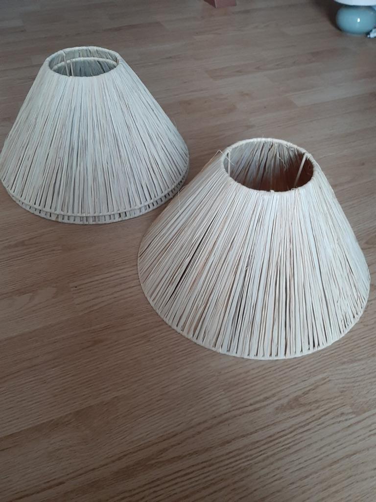 Set van 3 nieuwe rotan lampenkappen, Huis en Inrichting, Lampen | Lampenkappen, 25 tot 50 cm, Beige, Rond, Nieuw