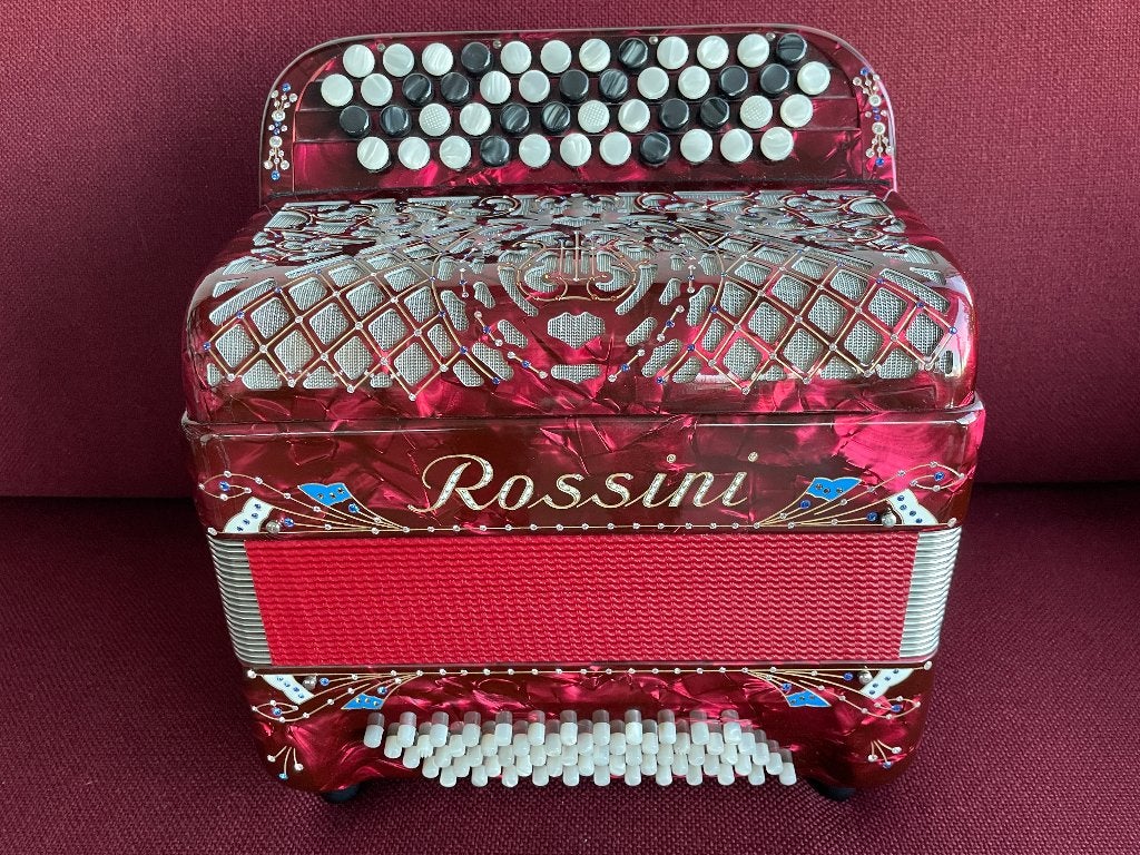 Z.g.a.n. kleine italiaanse Rossini accordeon .60 bas.B-Griff, Muziek en Instrumenten, Accordeons, Overige merken, Met koffer, Ophalen of Verzenden