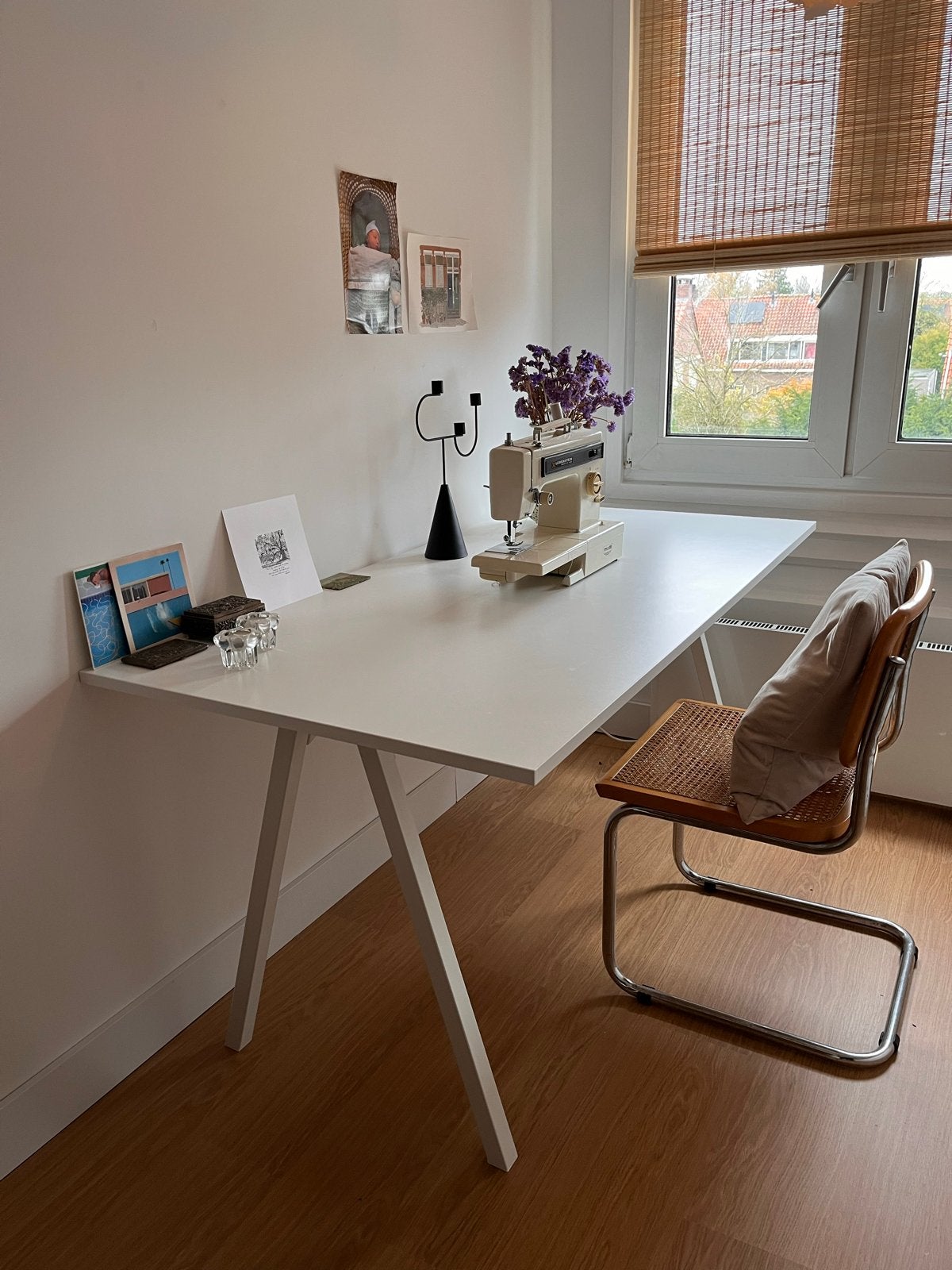 Modern wit bureau 80x160 cm, Modern, Ophalen, Gebruikt, Wit