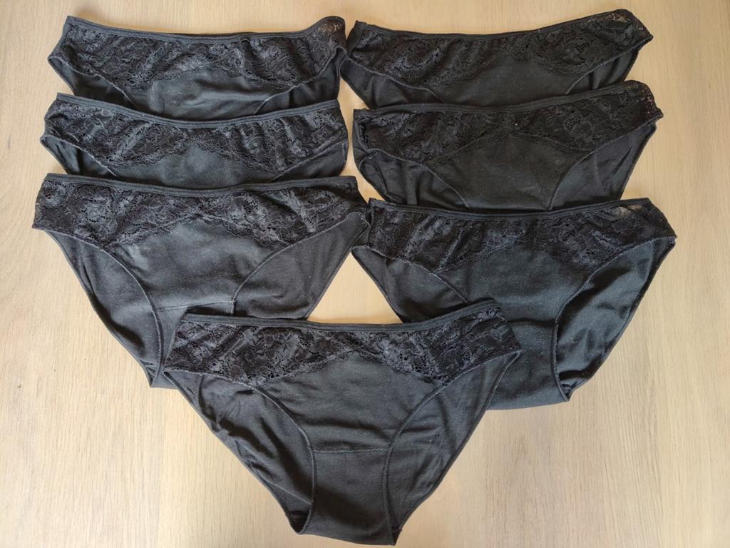 Cottonella dames slip met kant zwart S / M 8 stuks, Ophalen of Verzenden, Nieuw, Zwart, Lang