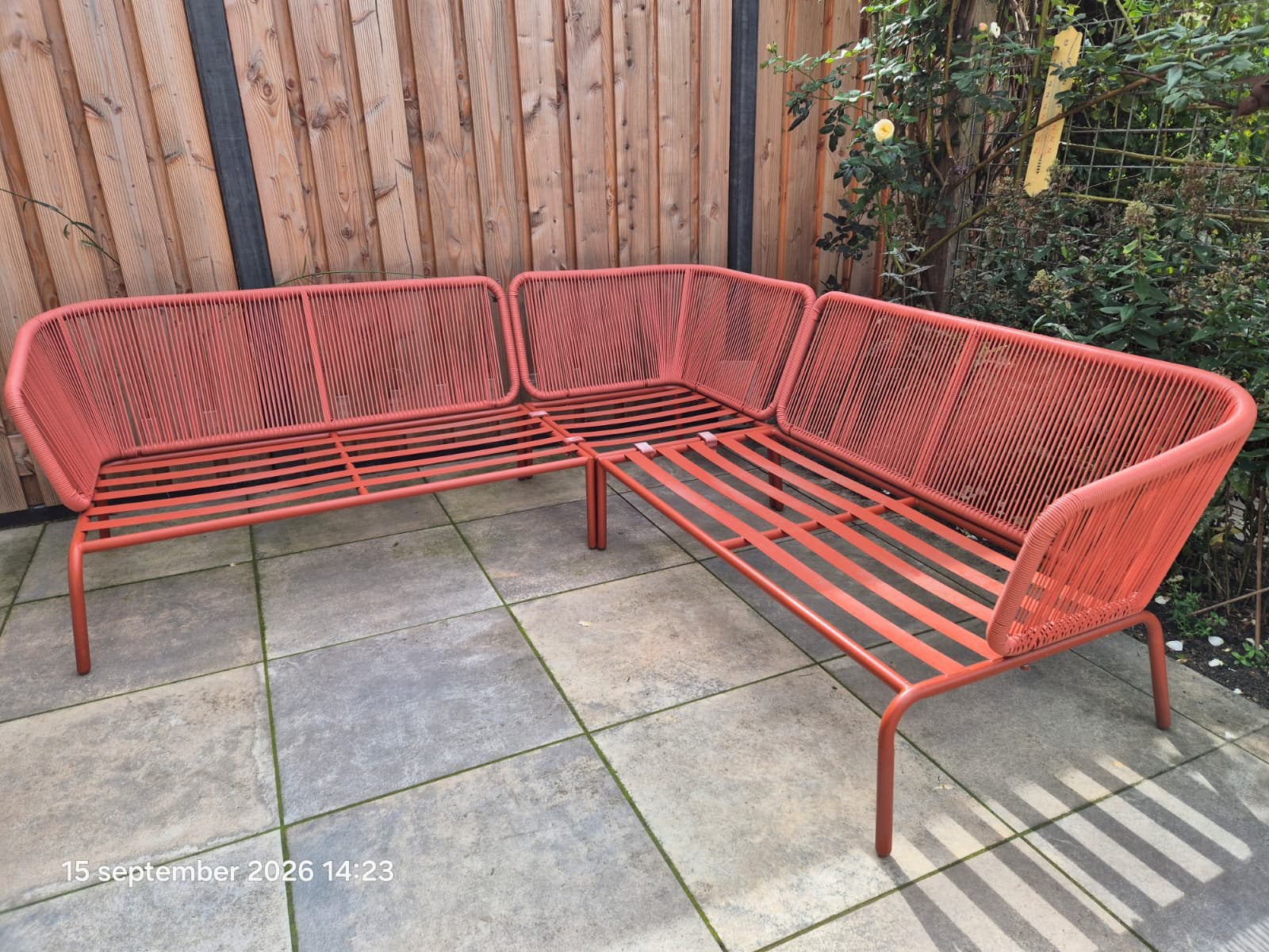 Loungeset Kopenhagen Terracotta, Tuin en Terras, Ophalen, Zo goed als nieuw, Loungeset, 5 zitplaatsen