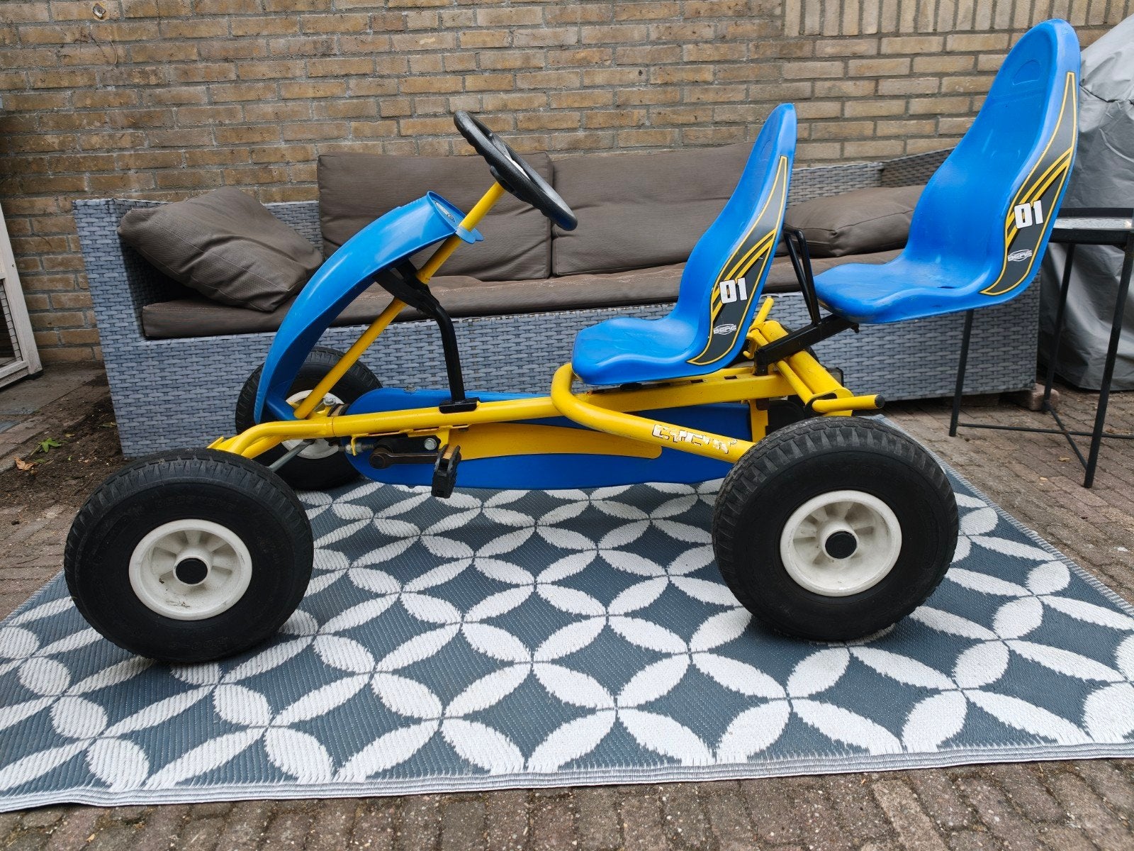 Berg skelter met duozit - Geel/Blauw, Kinderen en Baby's, Speelgoed | Buiten | Skelters, Ophalen of Verzenden, Gebruikt, Berg