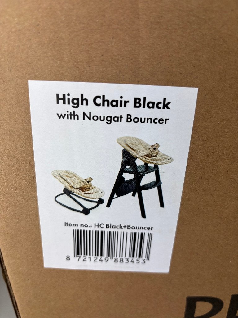 DERYAN Luxe Kinderstoel met Nougat Bouncer – Zwart