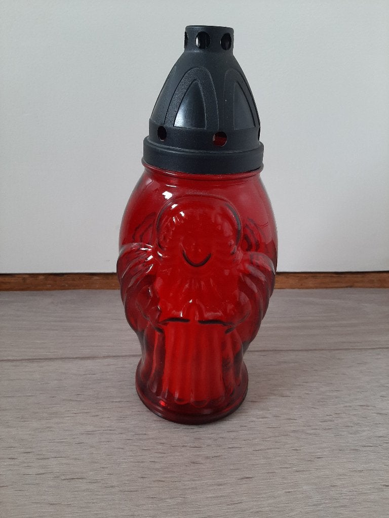 Rood graflicht glas kaars grafkaars herdenkingslicht engel, Ophalen, Kaars, Rood, Glas