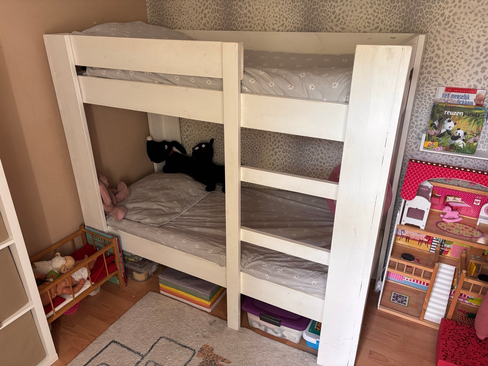 Steigerhouten stapelbed 70x160 cm, Ophalen, Gebruikt, 190 cm of minder, Stapelbed
