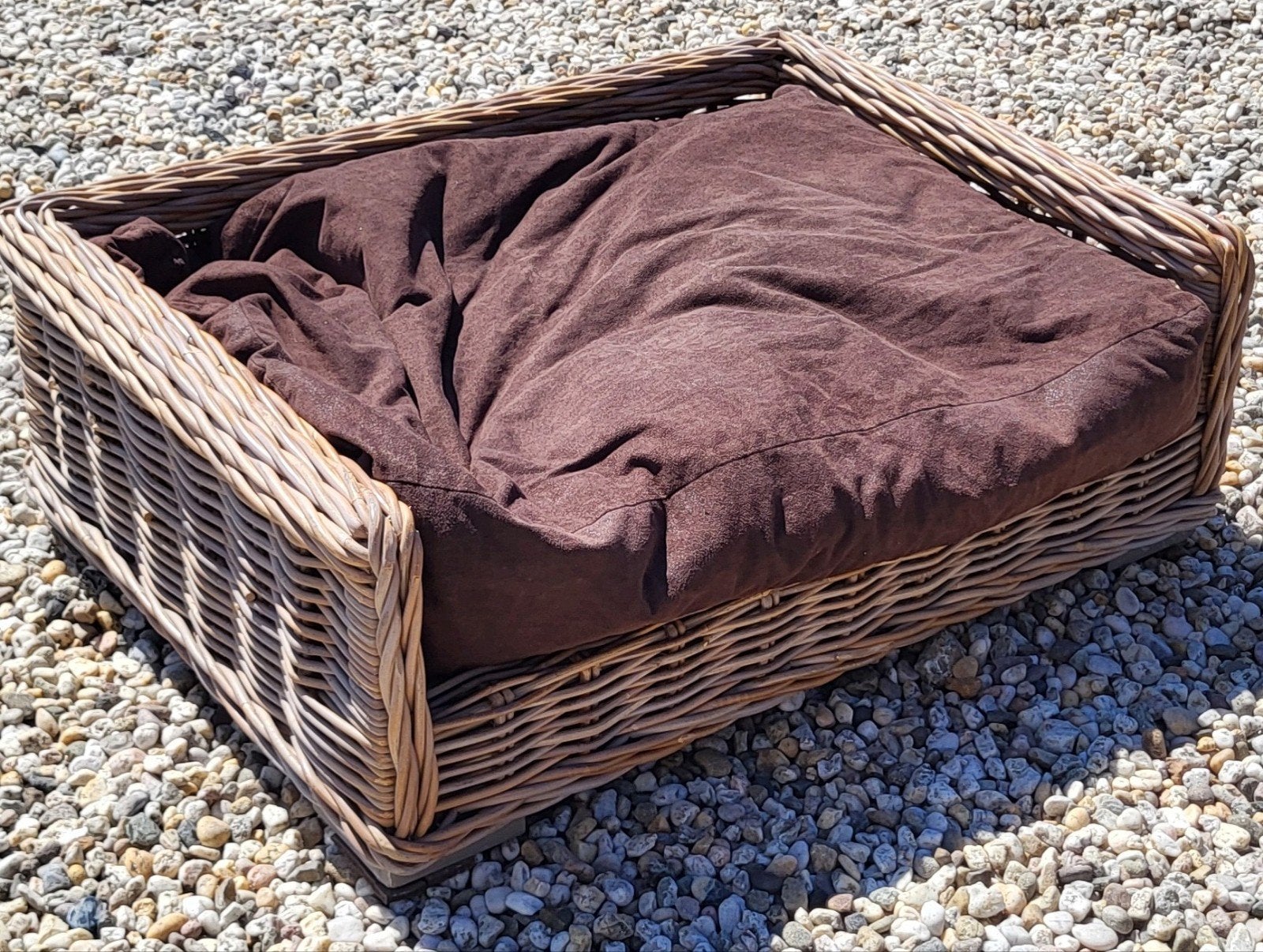 Rieten hondenmand 76x56 cm inclusief kussen, Dieren en Toebehoren, Hondenmanden, Ophalen, Riet
