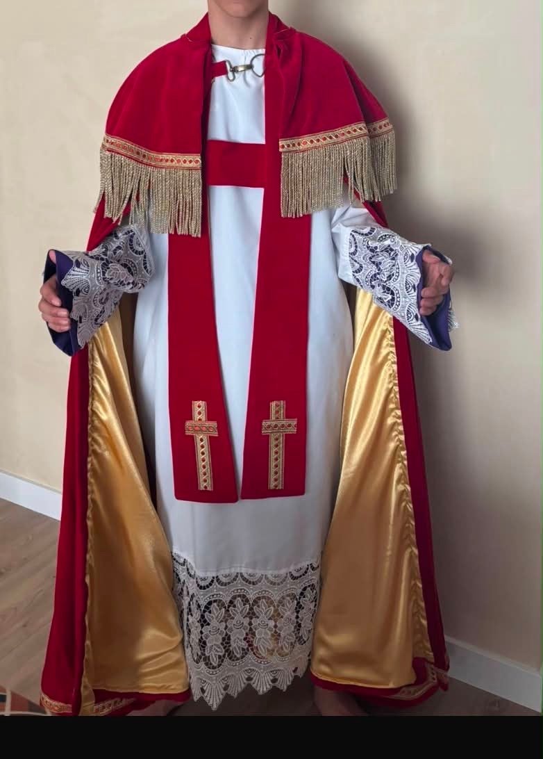 Sinterklaas Kostuum  - Mijter, Mantel,Stola, albe, Ophalen, Zo goed als nieuw, Pak of Jurk