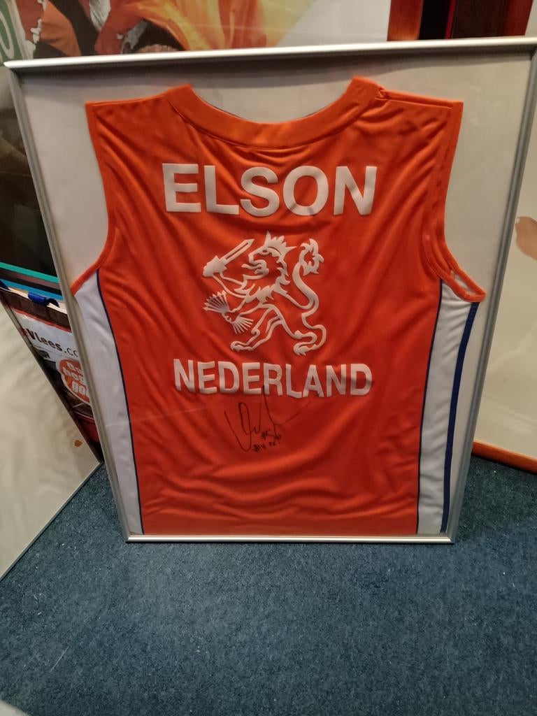 Gesigneerd Elson shirt Nederlands basketbal. Evt. in lijst., Verzamelen, Sportartikelen en Voetbal, Ophalen, Zo goed als nieuw