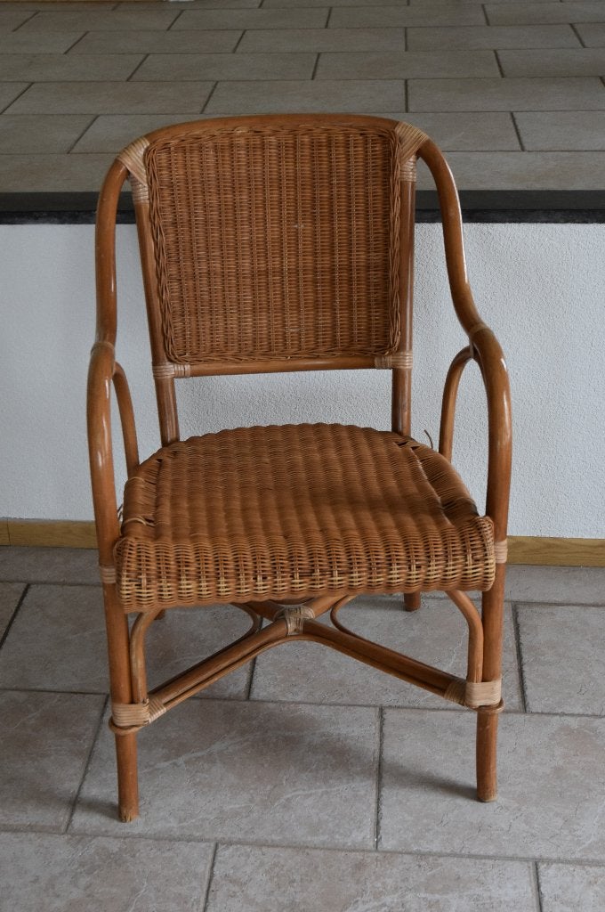 Rieten Rotan Stoel, Ophalen, Gebruikt, Bruin, Riet of Rotan