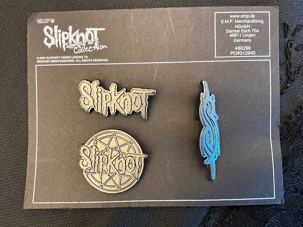 3 verschillende pin,s/speldje/button Slipknot, Ophalen of Verzenden, REGINA, EMMEN, 3 verschillende pin,s/speldje/button Slipknot
