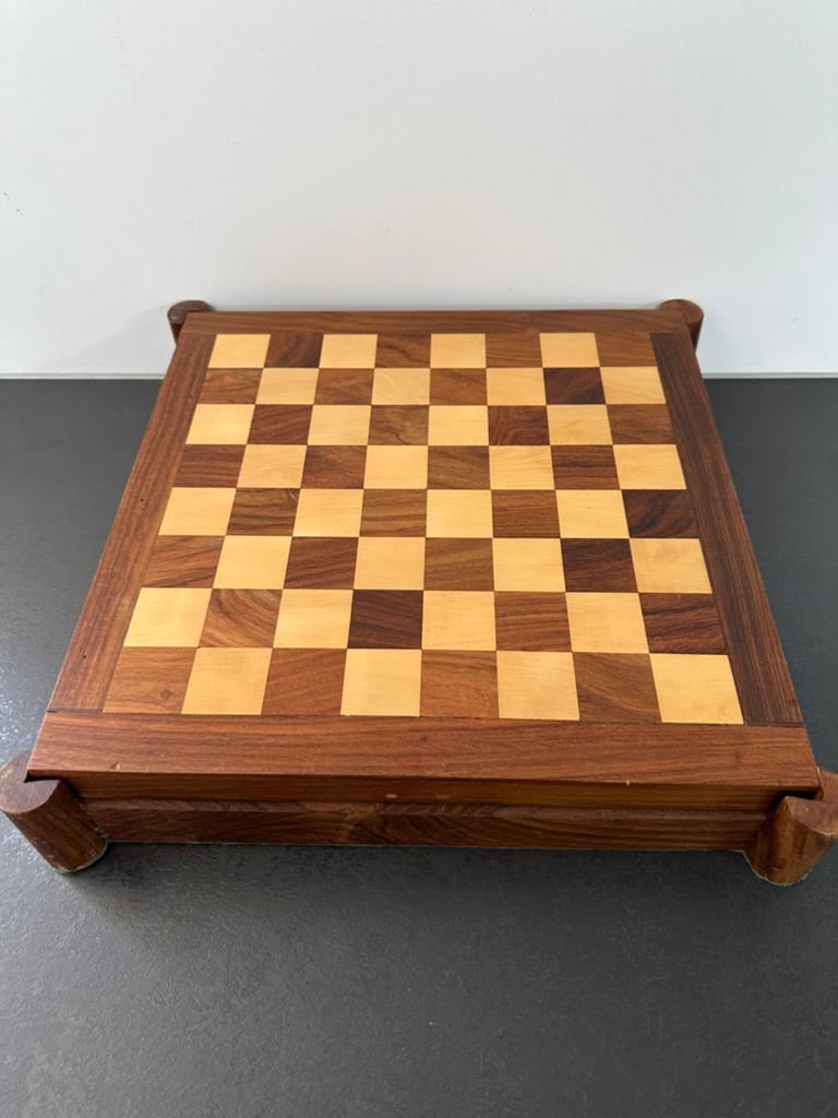 Houten Schaak- en Backgammonspel in één, Een of twee spelers, Ophalen, Gebruikt, Reisspel