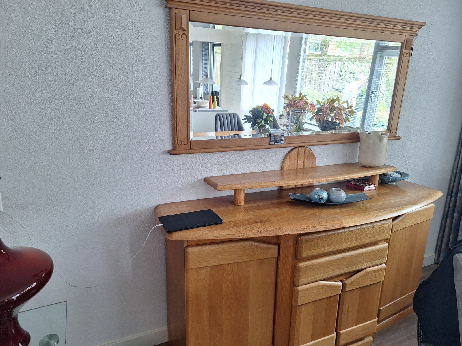 GRatis! Eikenhouten dressoir en vitrinekast, Ophalen, Glas, Gebruikt, Met deur(en)