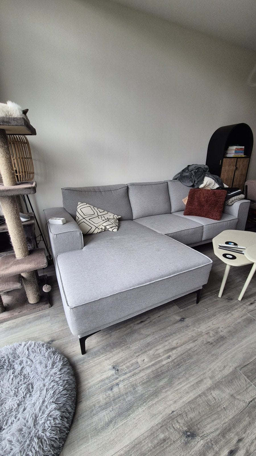 Grijze Calira bank van Profijt meubel, Ophalen, 100 tot 125 cm, Driepersoons, Zo goed als nieuw