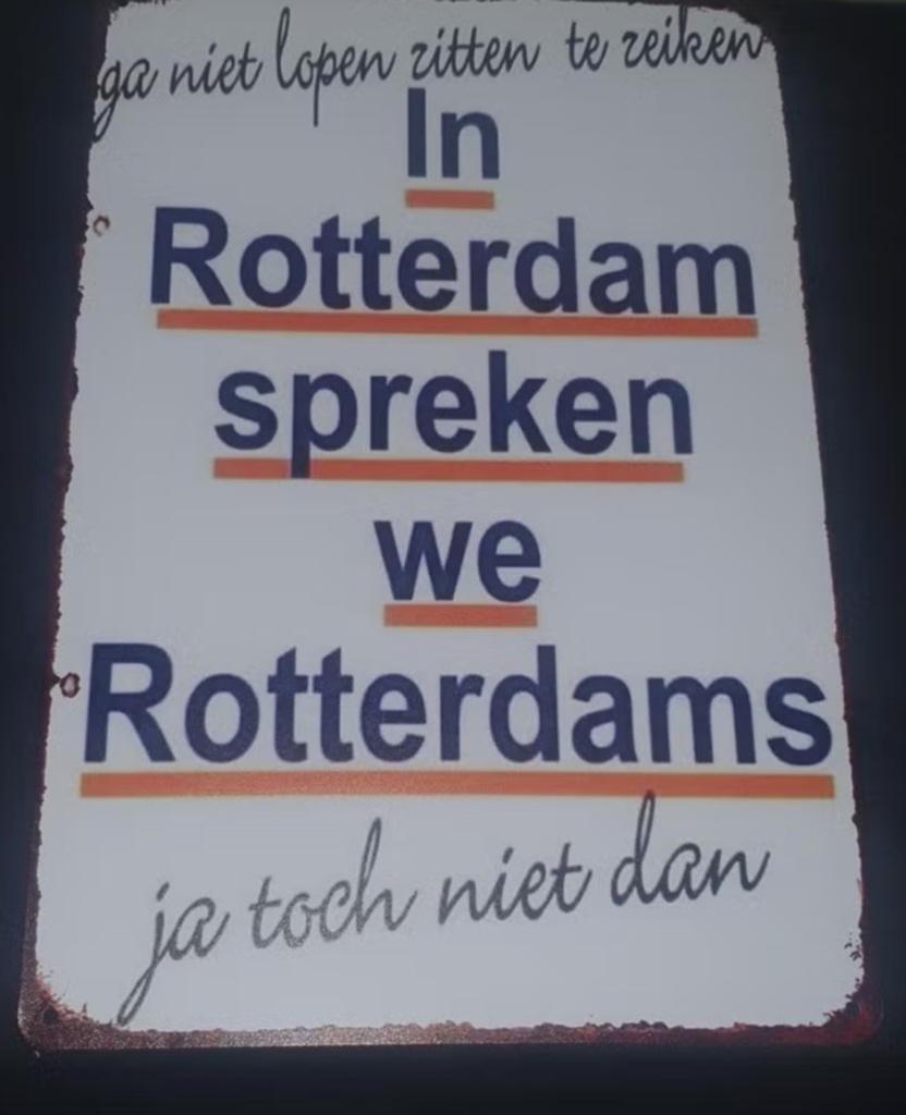 Wandbord met rotterdamse tekst, perfect voor in de man cave,, Ophalen of Verzenden, Nieuw