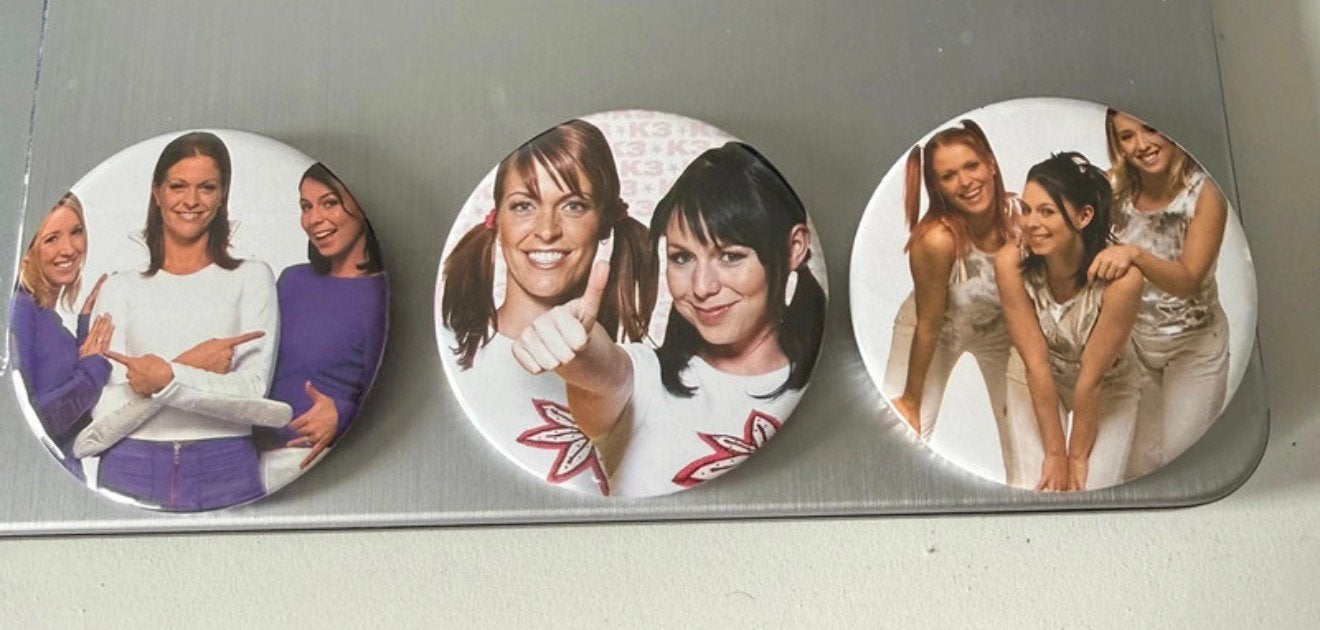 K3 buttons k3 originals buttons 3 stuks, Verzamelen, Ophalen, Zo goed als nieuw, Overige onderwerpen