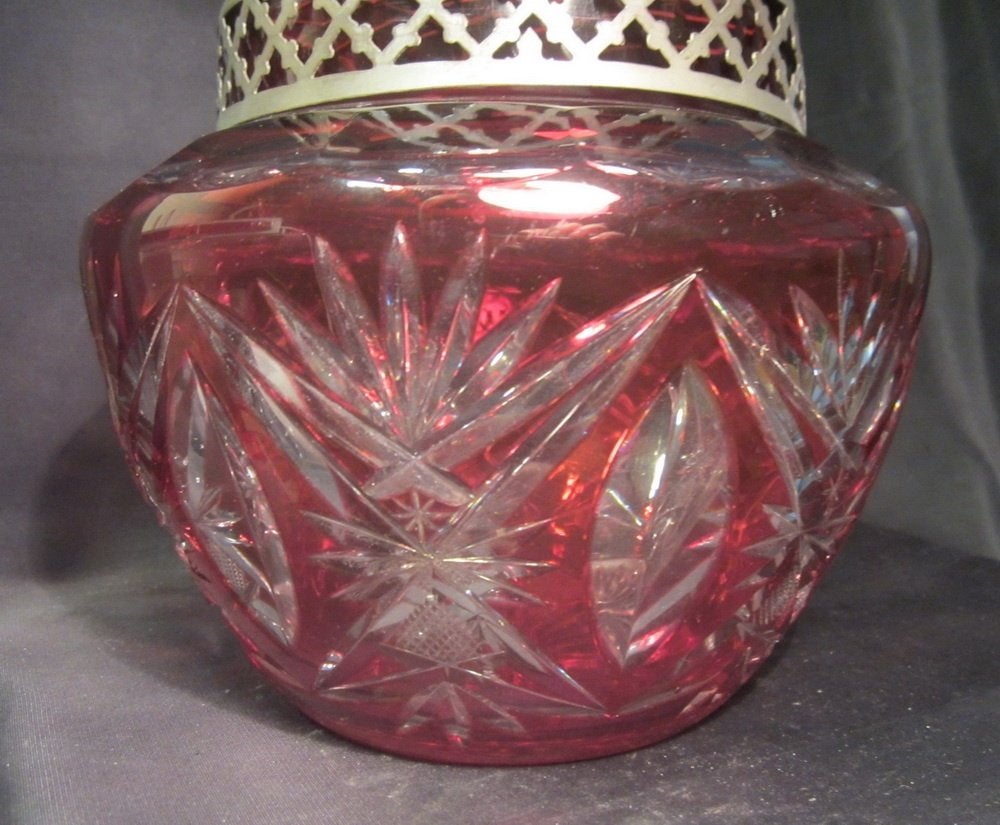 Antiek XL kristallen pique fleurs boemenvaas Val ST Lambert, Antiek en Kunst, Antiek | Glas en Kristal, Verzenden
