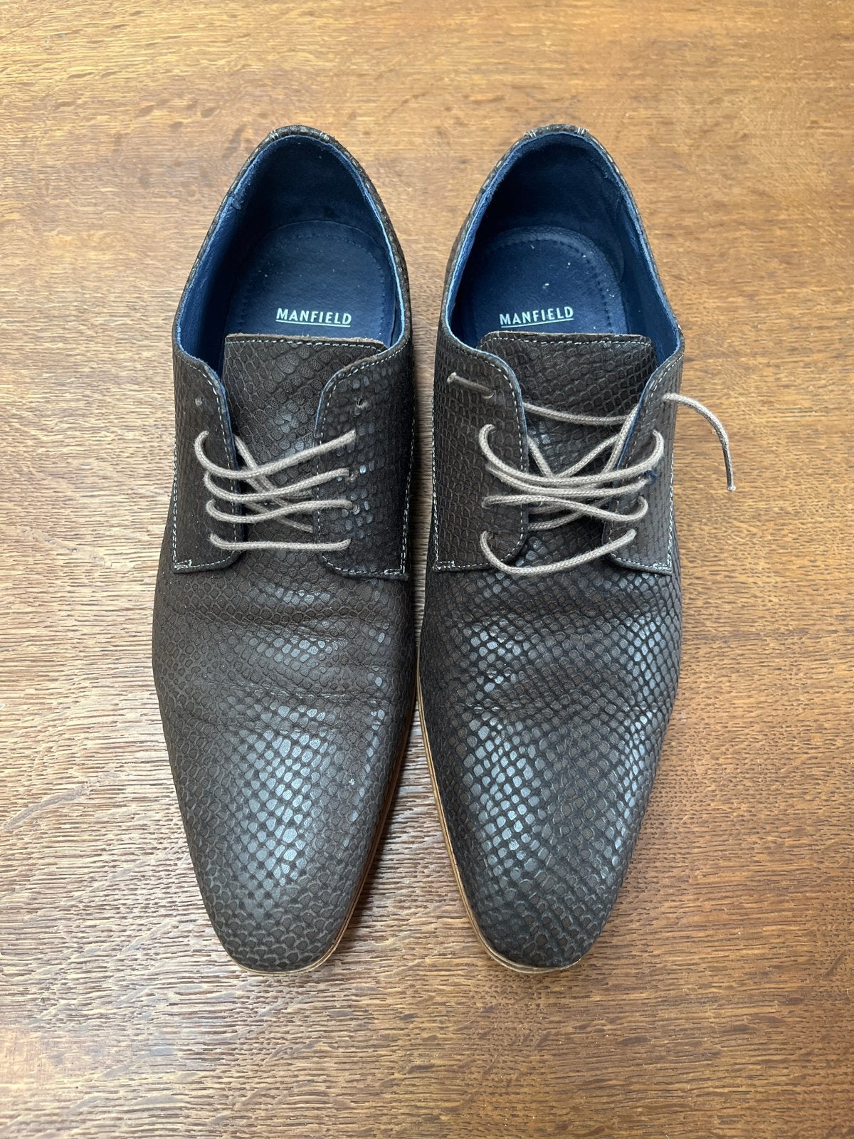 Bruine herenschoenen maat 40 - Manfield, Bruin, Ophalen of Verzenden, Gedragen, Veterschoenen