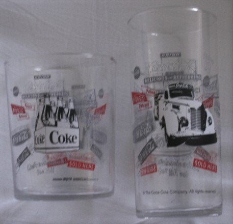 2 Coca-Cola glas vrachtwagen + kratje whiskey en long drink, Ophalen of Verzenden, Nieuw, Bierglas
