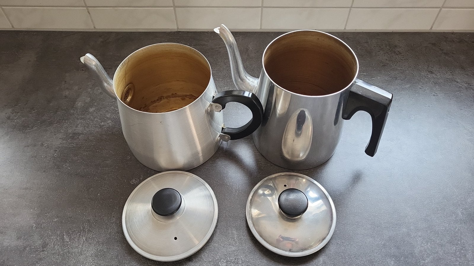 Vintage pannen en thee/koffiepotten, Ophalen, Gebruikt, Overige materialen, Overige typen