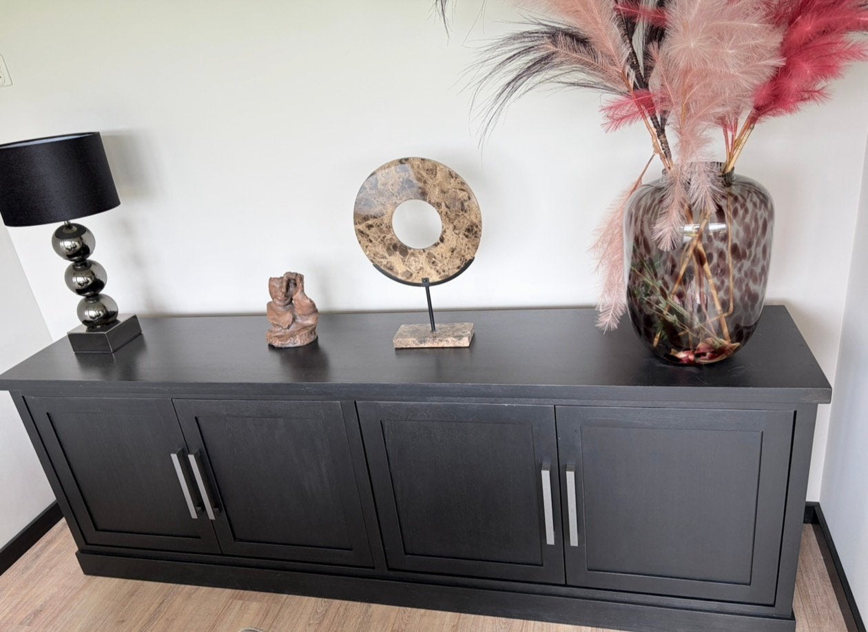 Dressoir zwart antraciet 230 breed 80 hoog 44 diep, Ophalen, Gebruikt, 200 cm of meer, Kusters