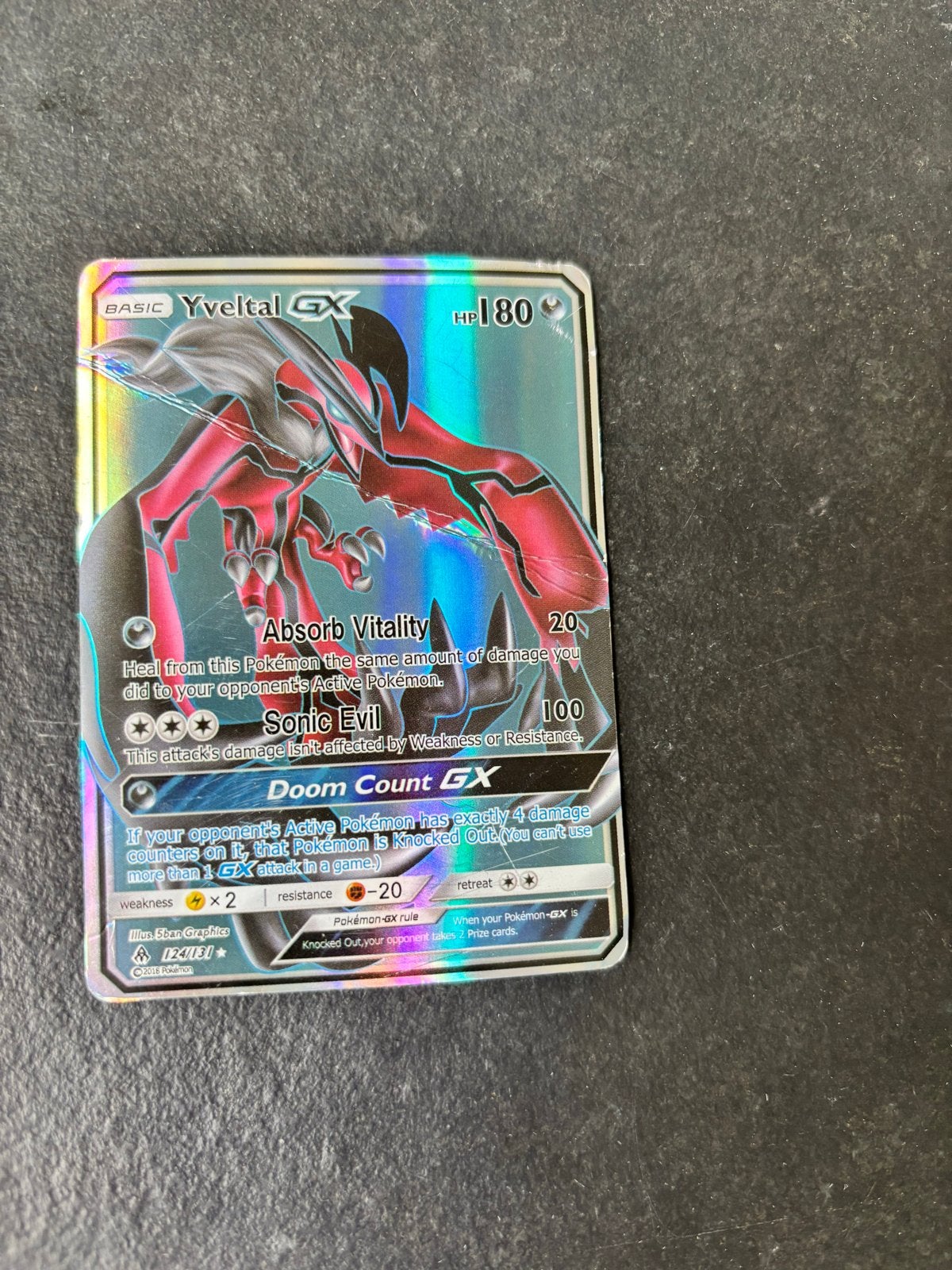Pokémon Yveltal GX 124/131 Foil Kaart, Ophalen, Gebruikt, Losse kaart, Foil