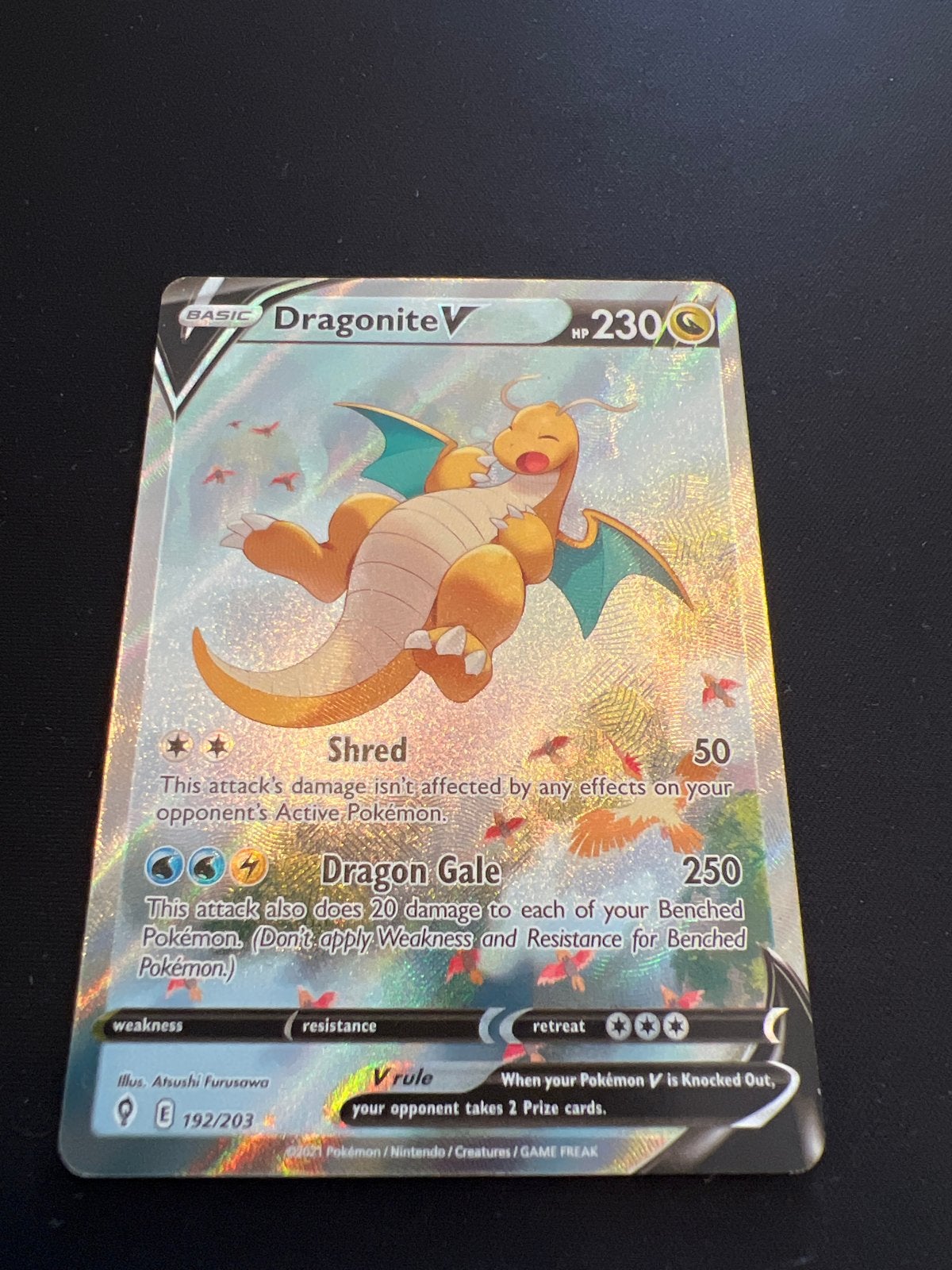 Dragonite V (Full Art) Pokémon Kaart 192/203 Evolving Skies, Hobby en Vrije tijd, Verzamelkaartspellen | Pokémon, Ophalen of Verzenden