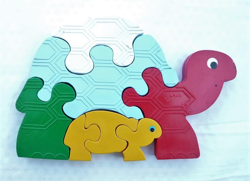 2 RUBBEREN PUZZELS , BEREN EN SCHILDPADDEN VINTAGE, Antiek en Kunst, Antiek | Speelgoed, Verzenden