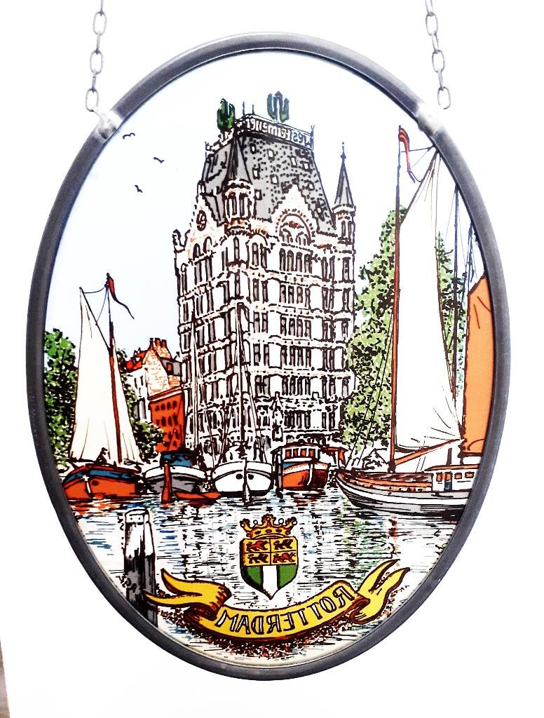 age stained glas window hanger rotterdam, Antiek en Kunst, Antiek | Glas en Kristal, Ophalen of Verzenden